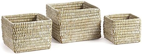 Napa Home & Garden Rivergrass Mini Square Baskets, Set Of 3 White by Napa+Home+%26+Garden