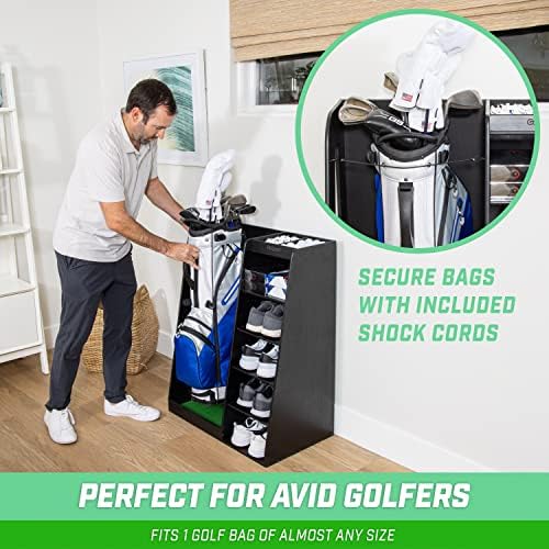 GoSports Premium Wooden Golf Bag Organizer and Storage Rack - Black, White or Brown Finish - Image 6