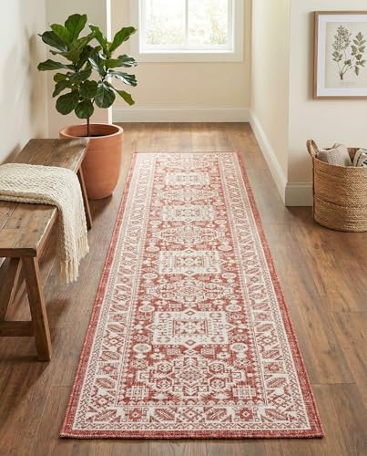 Rugs.com - Outdoor Aztec Rug – 12 Ft Runner Rust Red Indoor/Outdoor Rug – Washable, Weather-Resistant Flatweave for Patios, Decks, and Entryways - Image 5