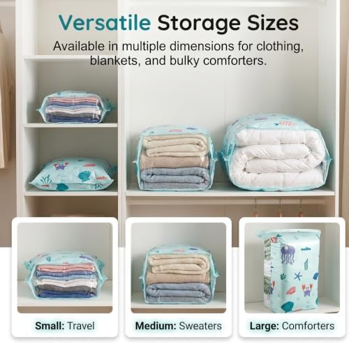 6 Pack Multi-Size Pump-Free Vacuum Storage Bags, Large Cube Vacuum Seal Bags, Space Saver Bags for Clothes, Comforters, Blankets - Image 6