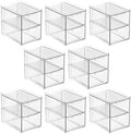 mDesign Stackable Storage Containers Box with 2 Pull-Out Drawers - Stacking Plastic Drawer Bins for Master or Guest Bathroom, Linen Closet, Vanity, or Makeup Table - Lumiere Collection - 8 Pack, Clear by mDesign