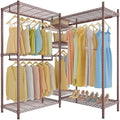 VIPEK L6 L Shaped Clothes Rack for Corner, Heavy Duty Clothing Rack 5-Tier Wire Garment Rack Freestanding Closet with 7 Adjustable Shelves & 4 Hanging Rods, Max Load 850LBS, Bronze by VIPEK