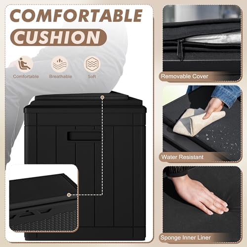 Devoko 100 Gallon Deck Box Waterproof Outdoor Storage Box with Cushion - Image 3