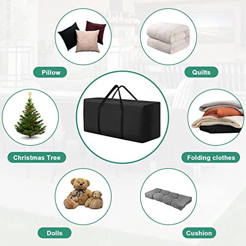 177 Gallon Outdoor Cushion Storage Bag 68 inch Extra Large Patio Furniture Cushion Storage Bag Waterproof Garden Cushion Storage Covers with Zipper and Handles Black (2 Pack, 68"L x 30"W x 20"H) - Image 4