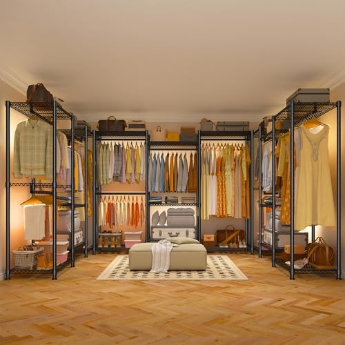 Raybee Clothes Rack, Freestanding Closet Storage System, 4 Rods 7 shelves - Image 6