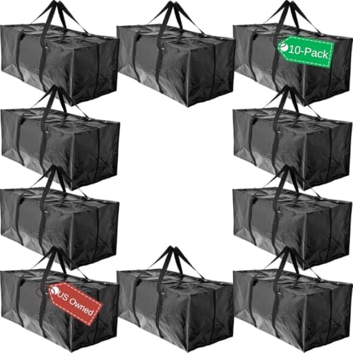 BAG-THAT! 10 Moving Bags Heavy Duty Extra Large Stronger Handles Wrap Storage Totes Zippered Reusable Packing Bags Moving Supplies Storage Boxes Storage totes Moving Boxes Packing Supplies Packing Box by BAGTHAT