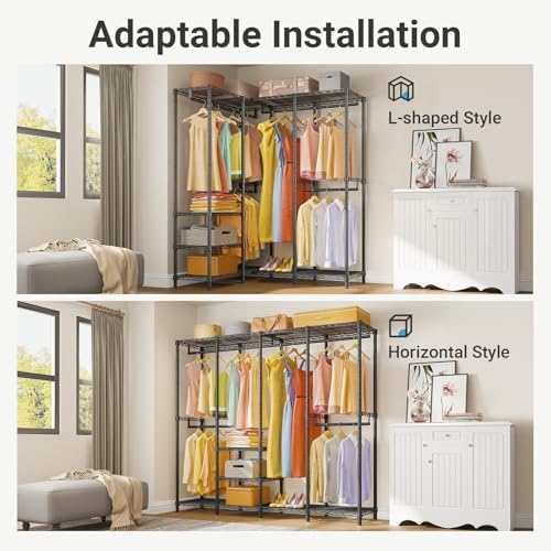 VIPEK V40C Medium Covered Clothes Rack, Freestanding Clothing Rack with Black Oxford Fabric Cover for Hanging Clothes, Adjustable Portable Closet Wardrobe for Bedroom & Walk-in Closet, Max Load 900LBS - Image 4