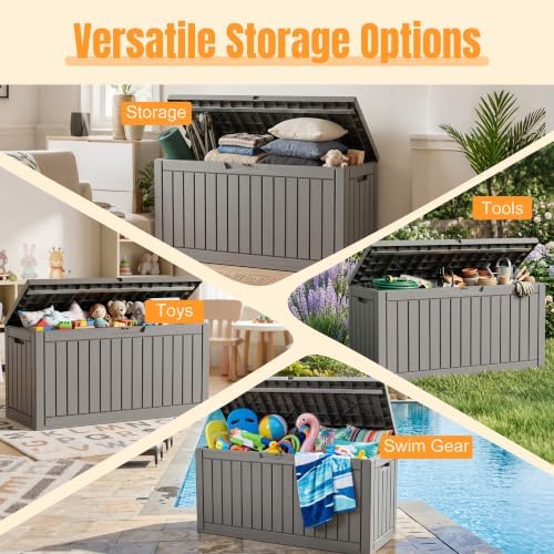 Outdoor Storage Box,120 Gallon Waterproof Resin Patio Deck Box - Image 4