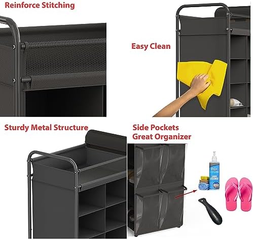 Simple Houseware 16 Cube Shoe Stand Tower Rack 8 Tier, Dark Gray - Image 4