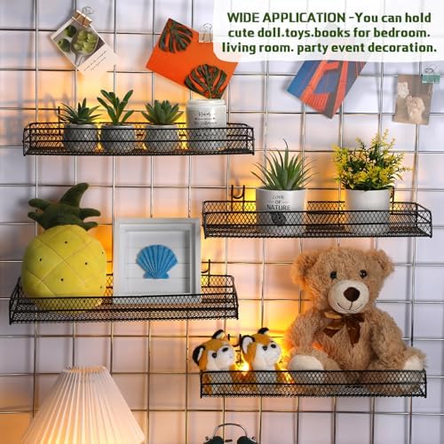 4 Pcs Black Metal Grid Wall Baskets with Hooks Hanging Wire Mesh Basket for Gridwall Wall Mounted Storage Organizer for Home Kitchen Organizing Display - Image 5