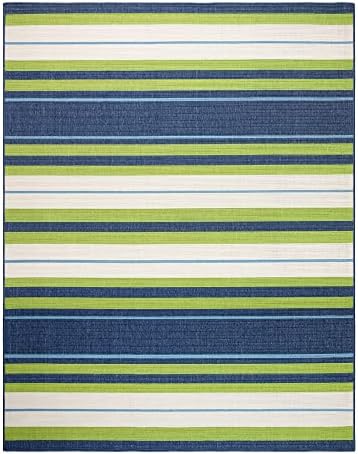 Gertmenian Premium Indoor/Outdoor Loop Area Rug - 5x7 Standard, Durable, Easy-Cleaning & Non-Shedding, Ideal for High Traffic Areas in Deck Patio or Mudroom - Stripes, Navy Blue, 19486 by Gertmenian
