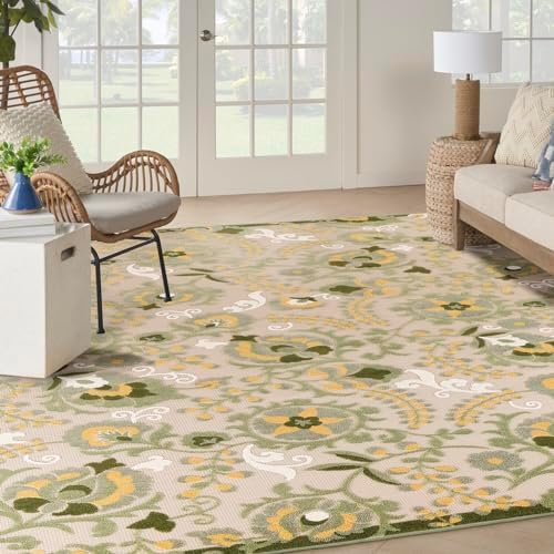 Nourison Home Aloha Ivory Green 9' x 12' Area Rug - Easy Clean, Non Shedding, Bed Room, Living Room, Dining Room, Kitchen (9' x 12') - Image 2