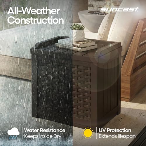 Suncast Outdoor Deck Box - 22 Gallon Java Resin Outdoor Storage Box, Weatherproof Patio Storage Bin Container for Seating & Organizing Cushions, Tools & Towels for Pool, Yard, & Garden - Image 5
