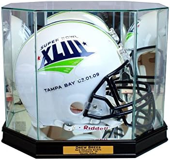 Football Helmet Display Case - Octagon with Sport Moulding (Black w Engraving) by Unknown