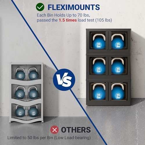 FLEXIMOUNTS 152 QT Stackable Plastic Storage Bins With Lids, Black - Image 3