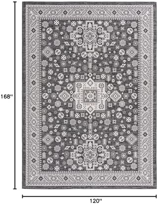 Rugs.com Outdoor Aztec Collection Rug – 10' x 14' Charcoal Gray Flatweave Rug Perfect for Living Rooms, Large Dining Rooms, Open Floorplans - Image 2