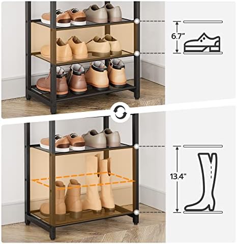 HOOBRO 10 Tier Shoe Rack, Large Capacity Shoe Storage for 18-20 Pairs, Sturdy Metal Shoe Shelf for Closet Entryway, Space Saving Shoe Organizer for Sneakers Heels, Rustic Brown BF40XJ01 - Image 5