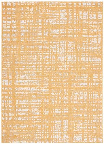 SAFAVIEH Washable Rug Outdoor Courtyard Collection - 4' x 5'7", Gold & Ivory, Non-Shedding & Easy Cleaning, Ideal for Patio, Backyard, Mudroom (CY8451-56021) - Image 2