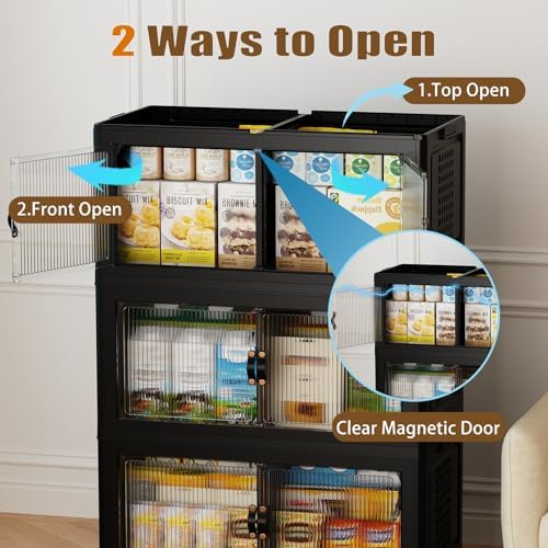 SAILUN 760Qt Stackable Storage Bins,Storage Cabinet with a Lid,4 Pack Black - Image 3