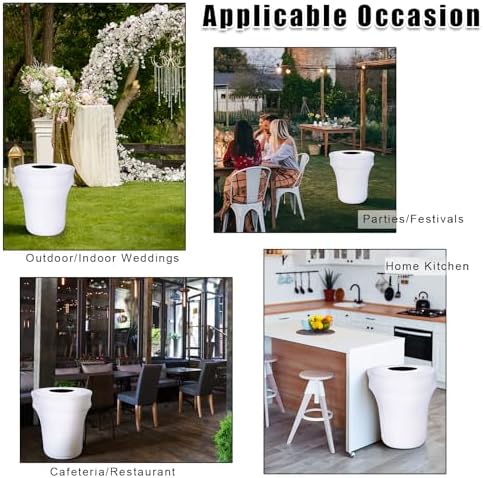 BSTKEY 6 Pack 32 Gallon Stretch Spandex Trash Can Cover, Outdoor Waste Container Bin Cover, Round Garbage Can Covers for Kitchen Wedding Party Commercial Fundraiser Decor, Without Trash Can (White) - Image 4