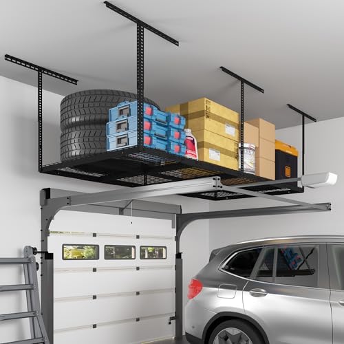 FLEXIMOUNTS 4x8 Overhead Garage Ceiling Storage Rack Adjustable, Hammertone - Image 2