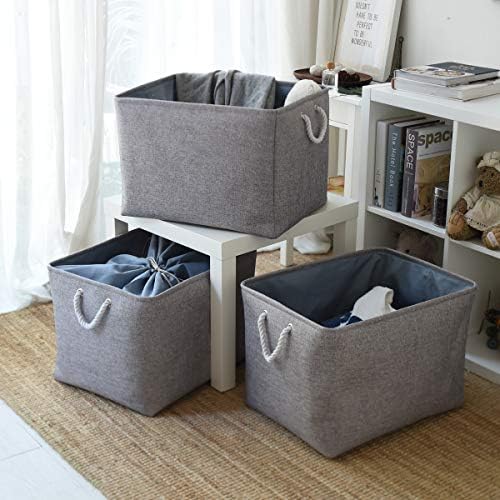TheWarmHome Fabric Storage Bins Baskets for Organizing, Large Sturdy Storage Basket W/Handles, Decorative Foldable Storage Baskets for Shelves Closet Nursery Toy (X Large - 3 Pack 17.7L×13.8W×9.8H) - Image 6