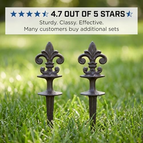 Lulu Decor, Antique Black Cast Iron Garden Fleur de lis Hose Guides, Set of 2. Strong and Decorative Hose Guide that Protects Your Plants and Provides Elegance to Your Garden - Image 7