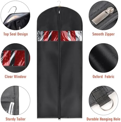 Univivi Garment Bag Suit Bags for Closet Storage, Black, 60 Inch, Set of 8 - Image 3