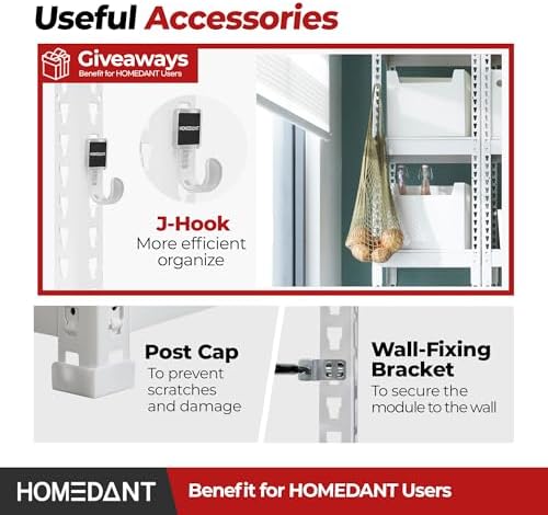 HOMEDANT 47.7" W 5 Tier Heavy Duty Garage Shelving Adjustable Metal Rack Storage Shelves Standing Shelf Unit Organizers Industrial Warehouse Basement White 2Pack - Image 6