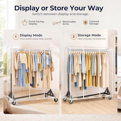 HOKEEPER Z Rack for Clothes with Cover Load 500 LBS with Display Arms - Image 4