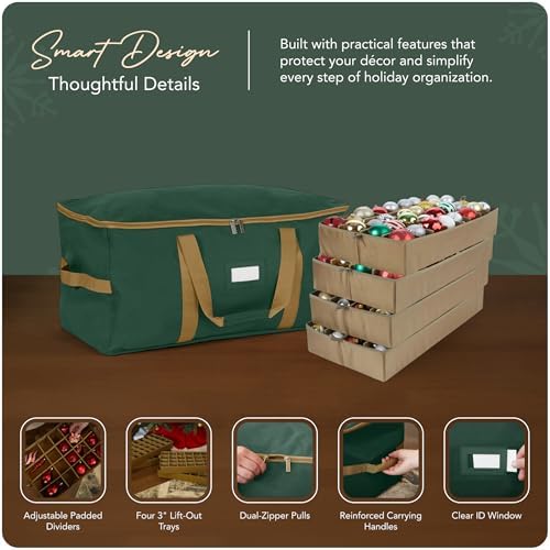 Covermates Adjustable Ornament Storage Bag, 25.5"W x 13"D x 12.5"H, Green - Image 4