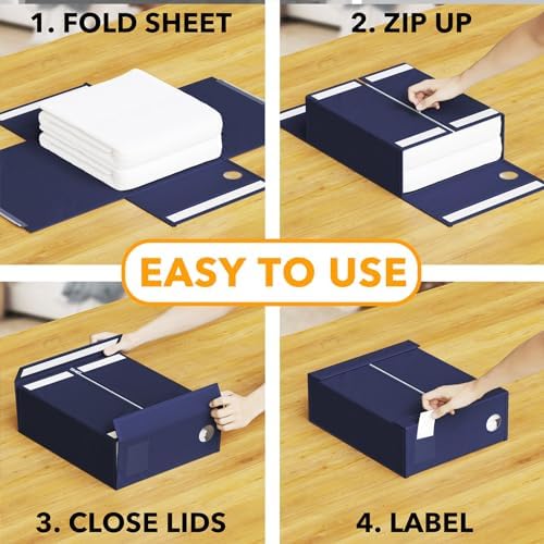 SpaceAid 6 Pack Bed Sheet Organizers and Storage, Foldable Sheet Organizer with Window for Linen Closet, Set Folder Keeper for Queen & King Size Bedding Storage (Navy Blue) - Image 3