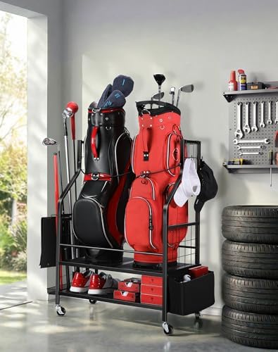 FHXZH Golf Bags Storage Garage Organizer - Golf Bag Stand for 2 Bag - Image 2