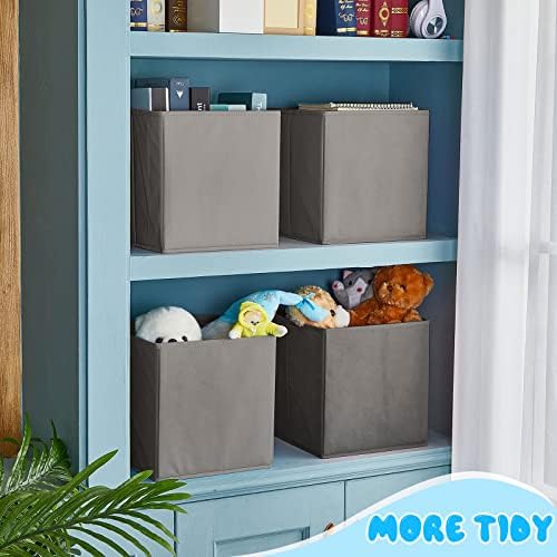 Yinder 4 Pcs Cube Storage Bin Gray 14''x10''x8'' Storage Cubes - Image 6