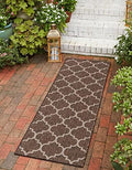Unique Loom Outdoor Trellis Collection Area Rug (2' x 6' 1" Runner, Brown/ Ivory) by UniqueLoom