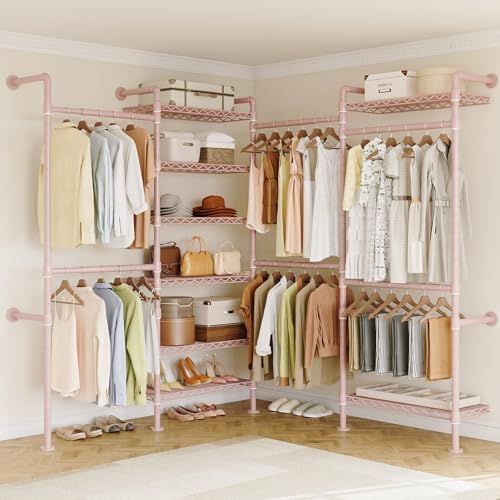 ONBRILL L4 Wall Mounted Heavy Duty Corner Industrial Pipe Clothing Rack by ONBRILL