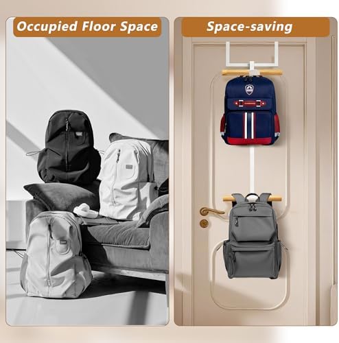 Over The Door Backpack Hanger, 2-Tier Metal Backpack Holder Rack - Image 6