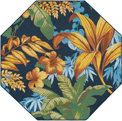 Unique Loom Outdoor Botanical Collection Area Rug - Calypso (5' 3" Octagon Multi/Light Blue) - Image 2