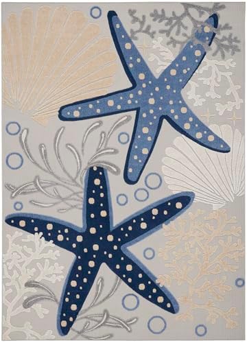 Nourison Home Aloha Blue Grey 12' x 15' Area Rug - Easy Clean, Non Shedding, Bed Room, Living Room, Dining Room, Kitchen (12' x 15') - Image 4