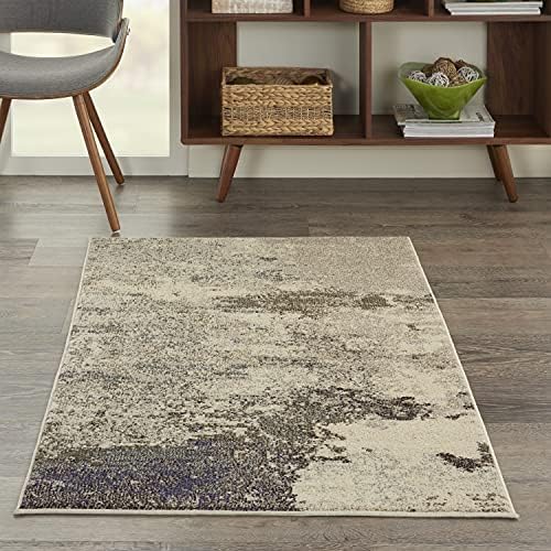 Nourison Home Celestial Ivory Grey 3' x 5' Area Rug - Easy Clean, Non Shedding, Bed Room, Living Room, Dining Room, Kitchen (3' x 5') by NourisonHome
