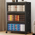288QT Extra Large Stackable Storage Bins with Lids & Wheels & Door, by VNVTO