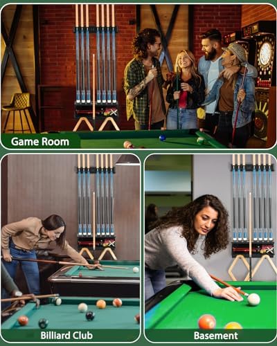 EXTCCT Wall Mount Pool Stick Holder - Billiards Pool Cue Rack, 8-Cue Black - Image 7