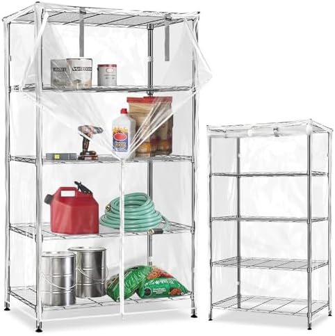 Waterproof Shelf Cover,Durable Dustproof Storage Wire Rack Covers,Outdoor Shelving Covers for Wire Shelves with Zipper 48''x18''x72'',Clear by Dalema