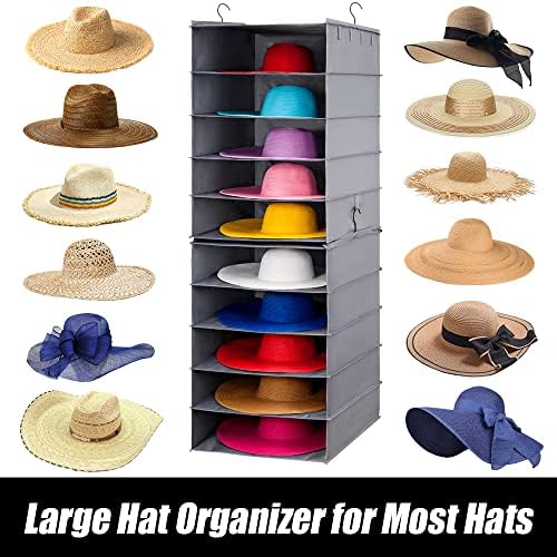 LADYBRO Wide Brim Hat Rack Big Hat Organizer Closet Large Hanging Storage - Image 3