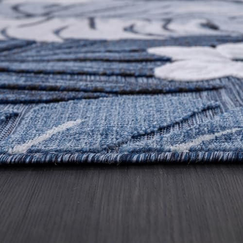 Luul Home Floral Indoor Outdoor Runner Rugs 2x7 Entryway Rug, Kitchen, Hallway Rug Washable Stain Resistant Outside Carpet Navy 2 x 7 - Image 6