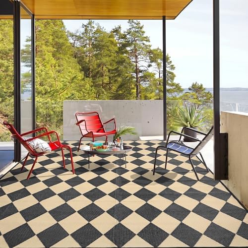 fifame 9x12 Outdoor Rug, Plastic Woven Patio Mat, Waterproof RV Camping Rug - Image 7