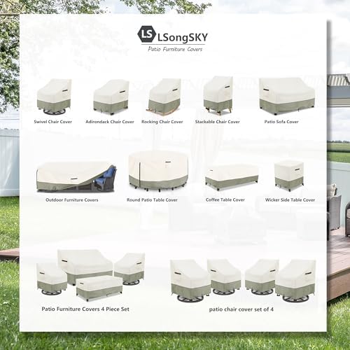 Outdoor Swivel Lounge Chair Cover 2 Pack,Waterproof Heavy Duty Outdoor Chair Covers,Patio Rocking Chair Covers for Outdoor Furniture,(30 W x 34 D x 38.5 H inches),White&Grayish Green - Image 2