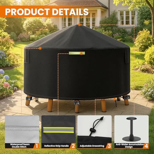110 Inch Round Patio Furniture Covers with Support Pole - Image 3
