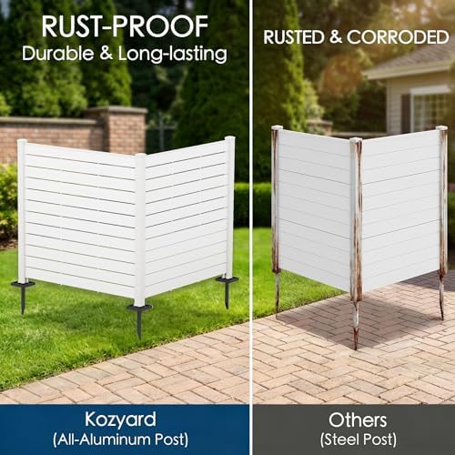 Kozyard 50" W x 48" H Outdoor Privacy Screen with Aluminum Posts, Air Conditioner Fence Panels, Pool Equipment Enclosure, Trash Can Screen Fence Kit for Outside Backyard Patio (White/2 Panels) - Image 5