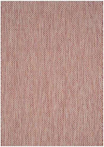 SAFAVIEH Courtyard Collection 4' x 5'7" Red/Beige CY8521 Indoor/ Outdoor Waterproof Easy Cleaning Patio Backyard Mudroom Accent Rug - Image 2